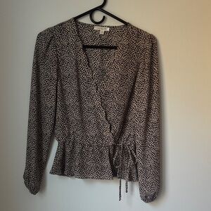 Nine Britton Black and White Wrap Blouse